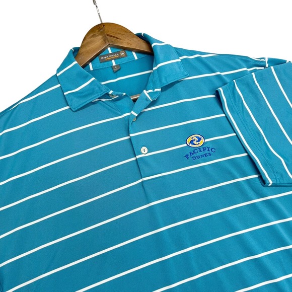 Peter Millar Summer Comfort Pacific Dunes Golf Polo Shirt Striped Short Sleeve L - Picture 1 of 8